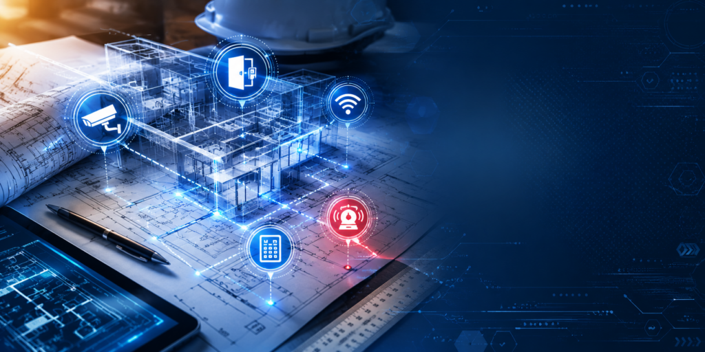 Planning an integrated security system for an architectural project with video surveillance, access control, and fire alarm systems